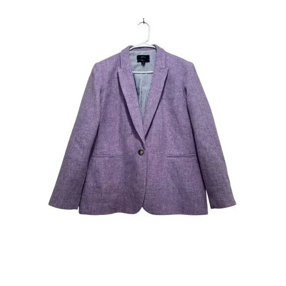 J.Crew Parke Chantal Herringbone Wool Blazer Womens 20 2X Purple Tweed Preppy - Picture 4 of 16